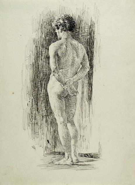 Francesco Jacovacci, male nude seen from behind
